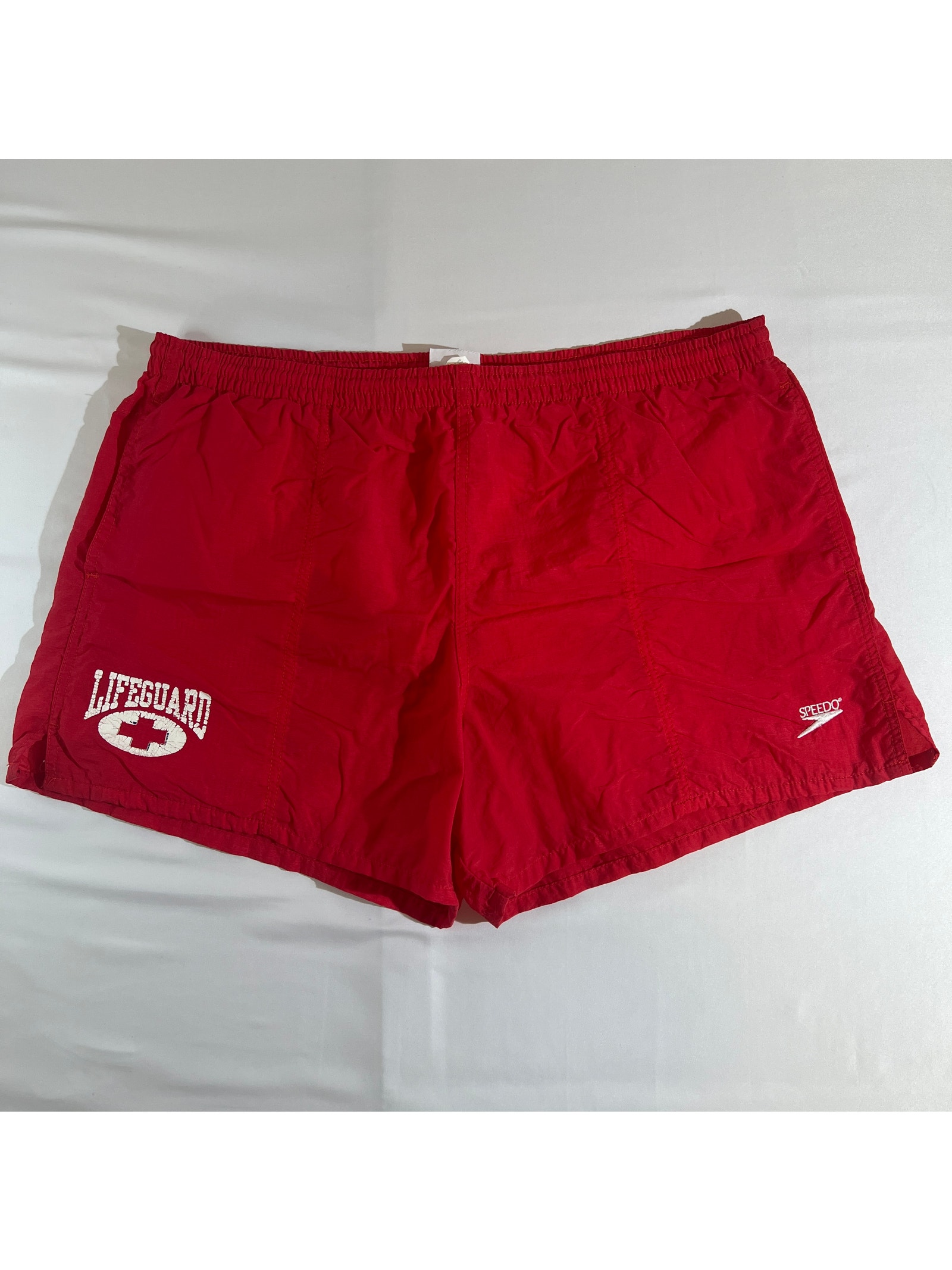 Speedo Red Lifeguard Swim Trunks Shorts Mens Xl
